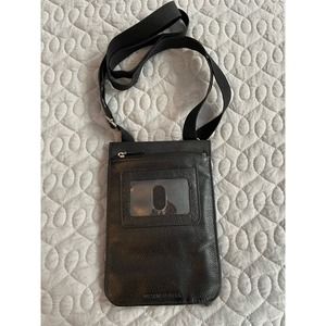Vintage Wilsons Leather Nylon Crossbody Purse Wallet Black Adjustable Strap